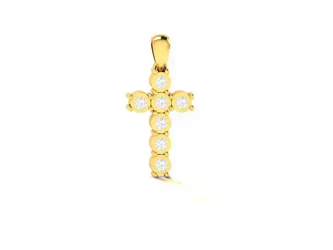 Pendant-414 gold cross pendant with diamonds 3D print model