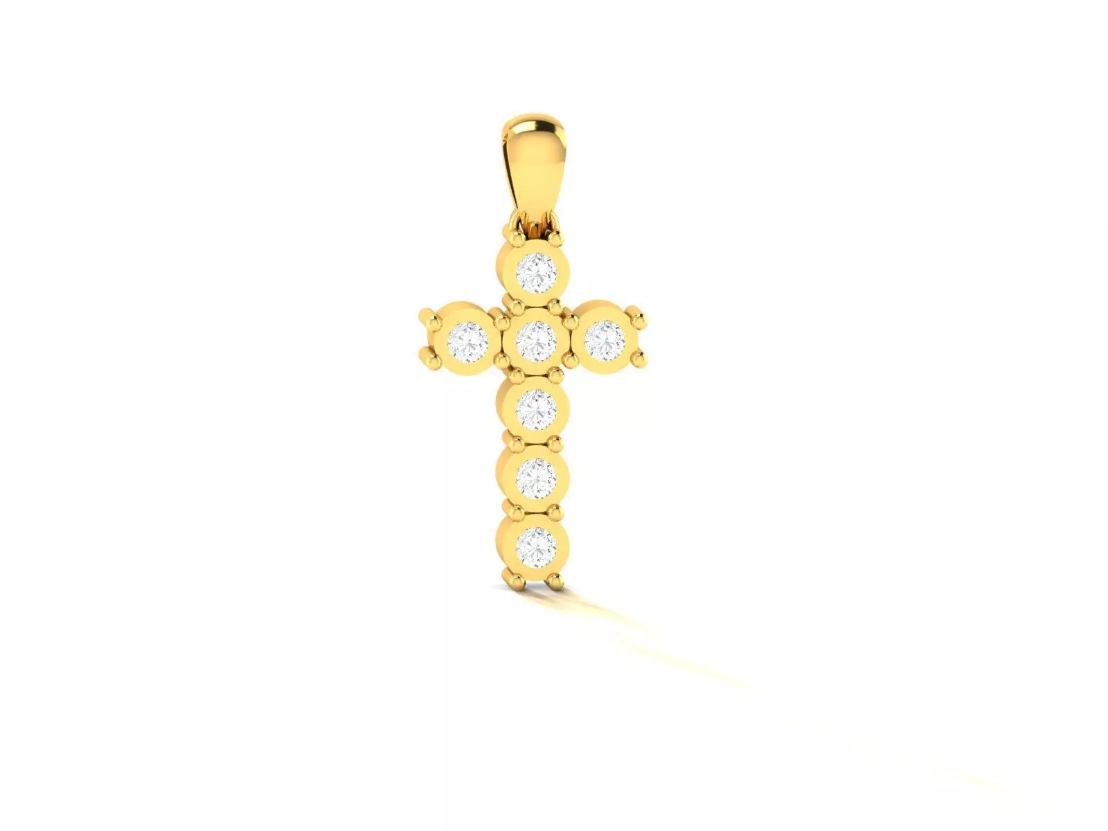 Pendant-414 gold cross pendant with diamonds 3D print model_0