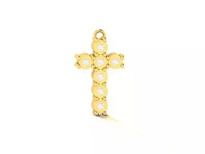 Pendant-413 gold cross pendant with diamonds 3D print model