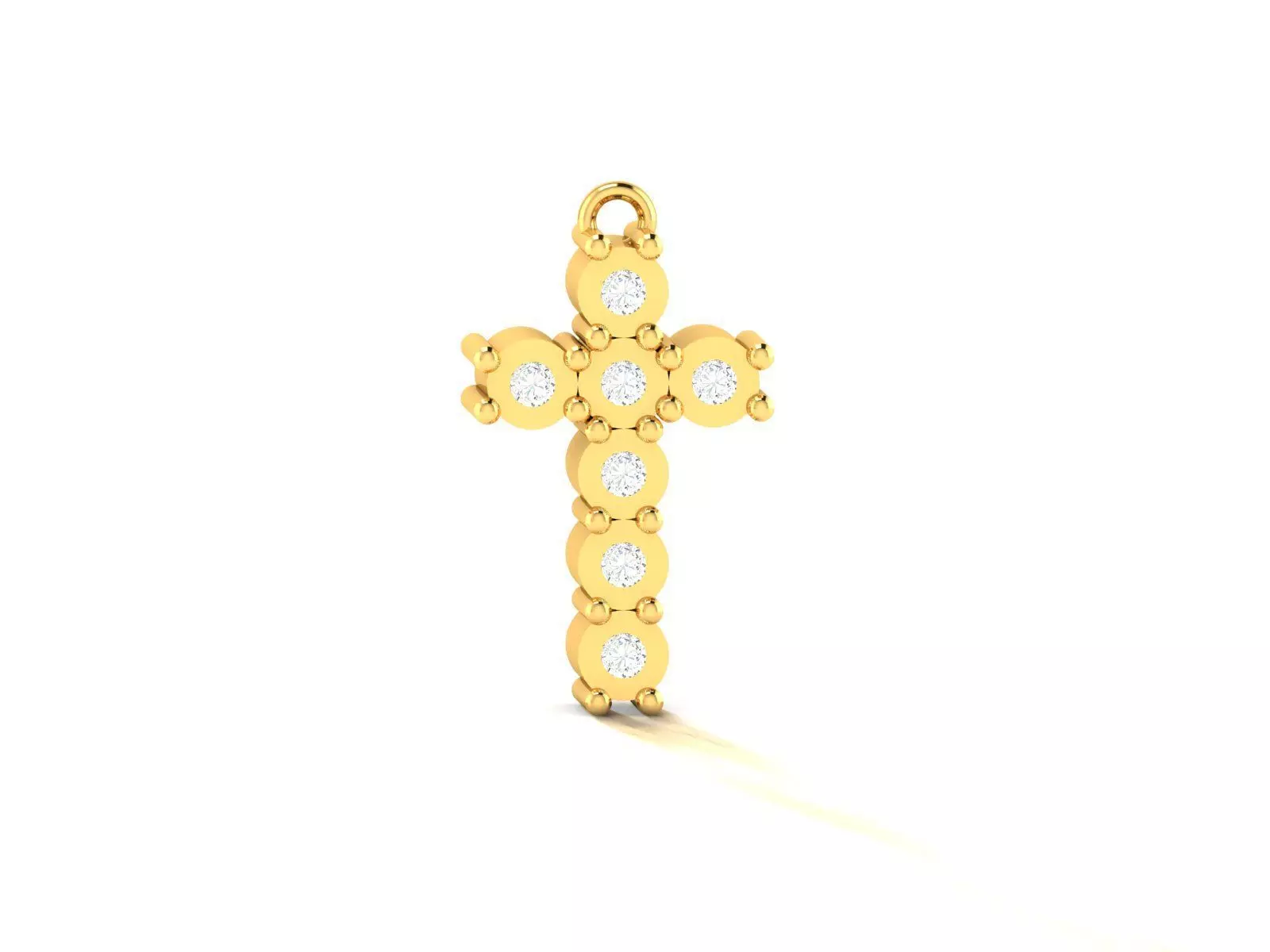 Pendant-413 gold cross pendant with diamonds 3D print model_0
