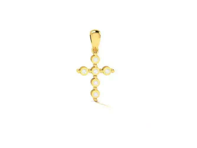 Pendant-412 gold cross pendant with pearls