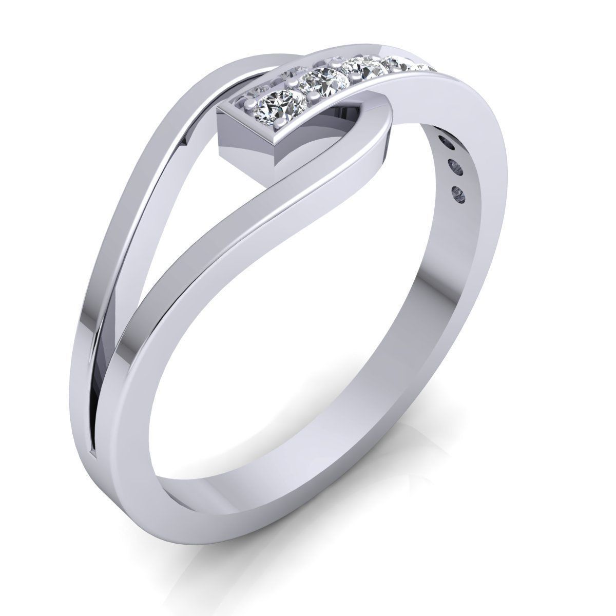 Band 1 diamond wedding ring gold 3D print model_1