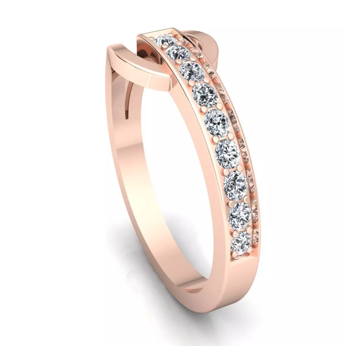 Band 1 diamond wedding ring gold 3D print model_0