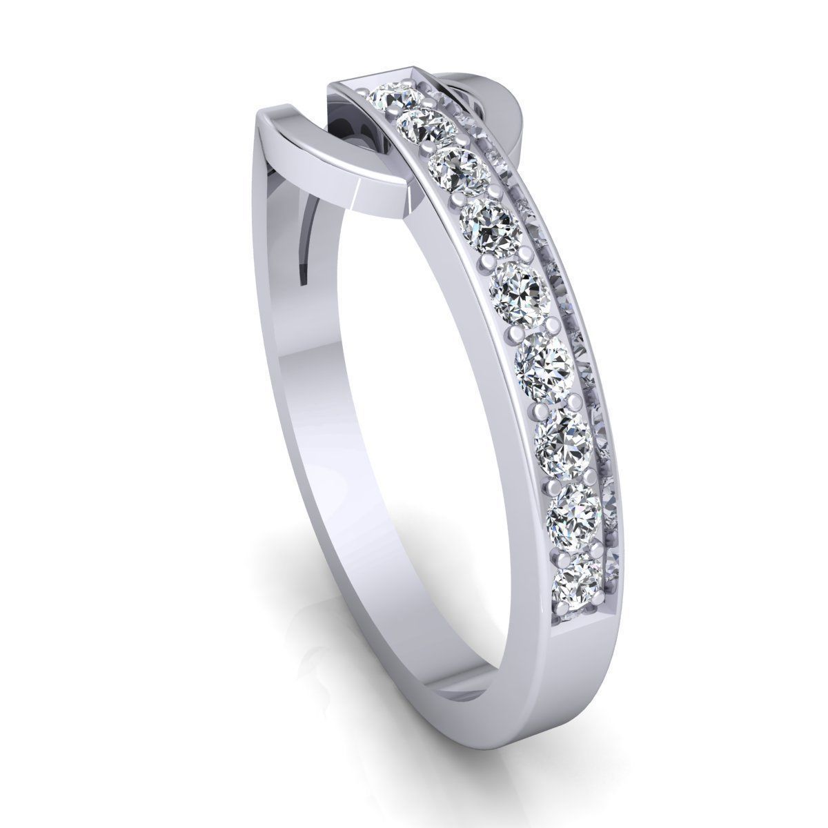 Band 1 diamond wedding ring gold 3D print model_11