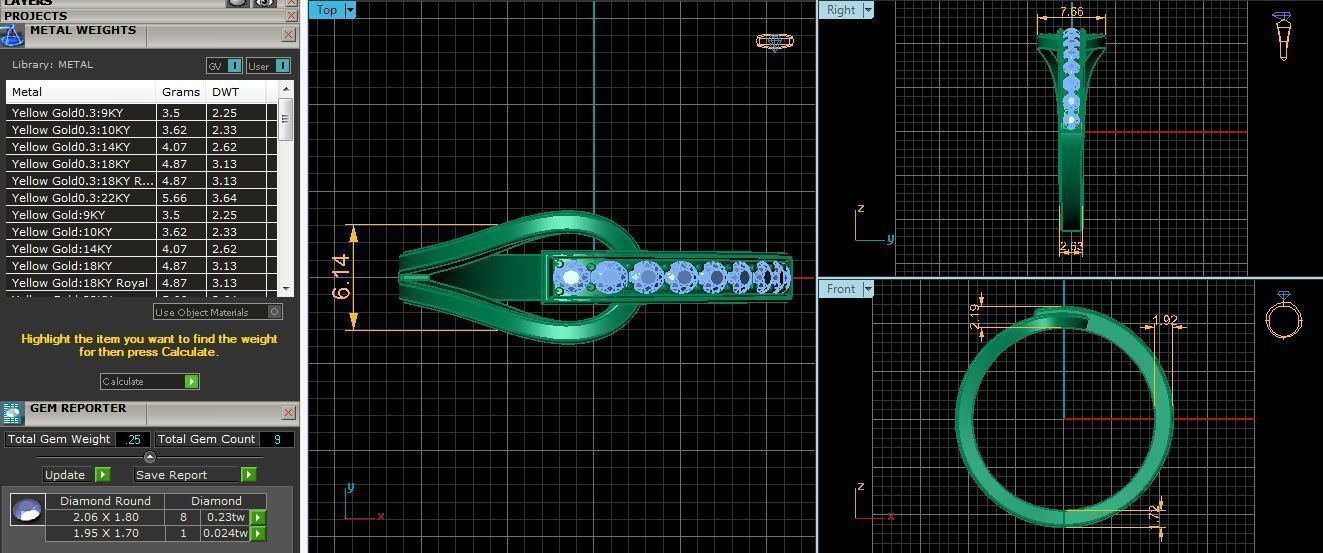 Band 1 diamond wedding ring gold 3D print model_3