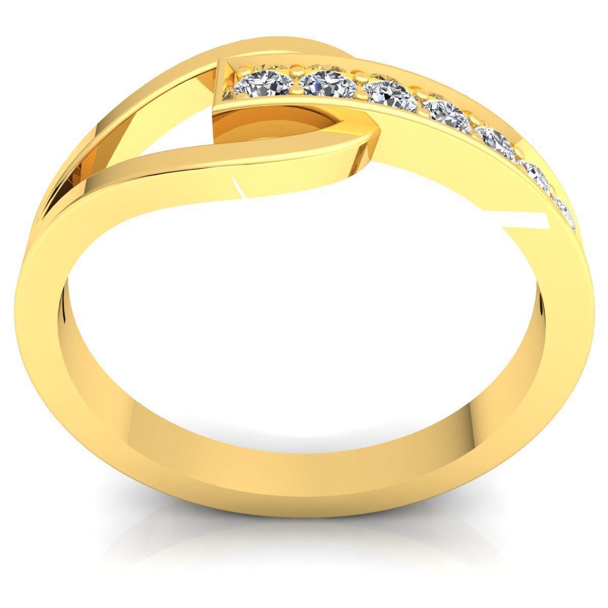 Band 1 diamond wedding ring gold 3D print model_7