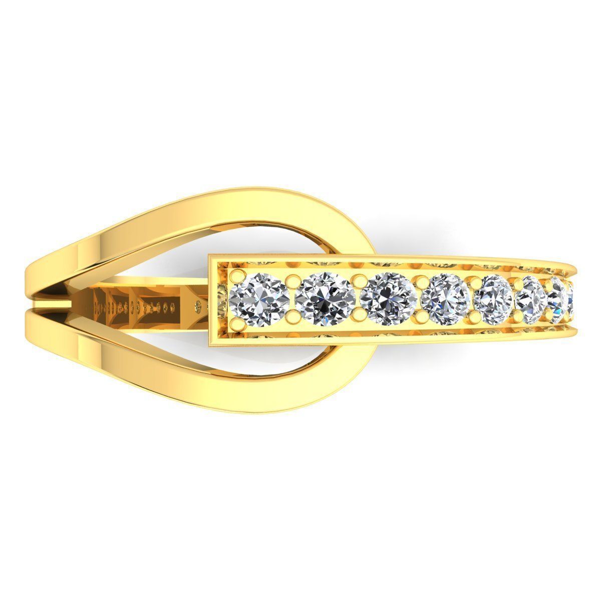 Band 1 diamond wedding ring gold 3D print model_10