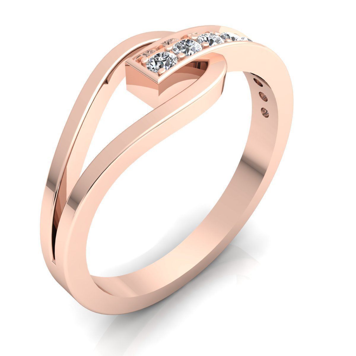 Band 1 diamond wedding ring gold 3D print model_2
