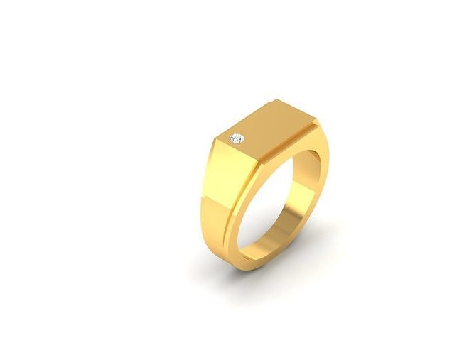 Ring-31 gold signet ring with diamond 3D print model