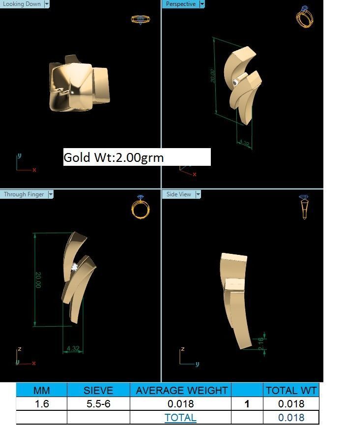 Pendant-293 gold ring with diamond 3D print model_1