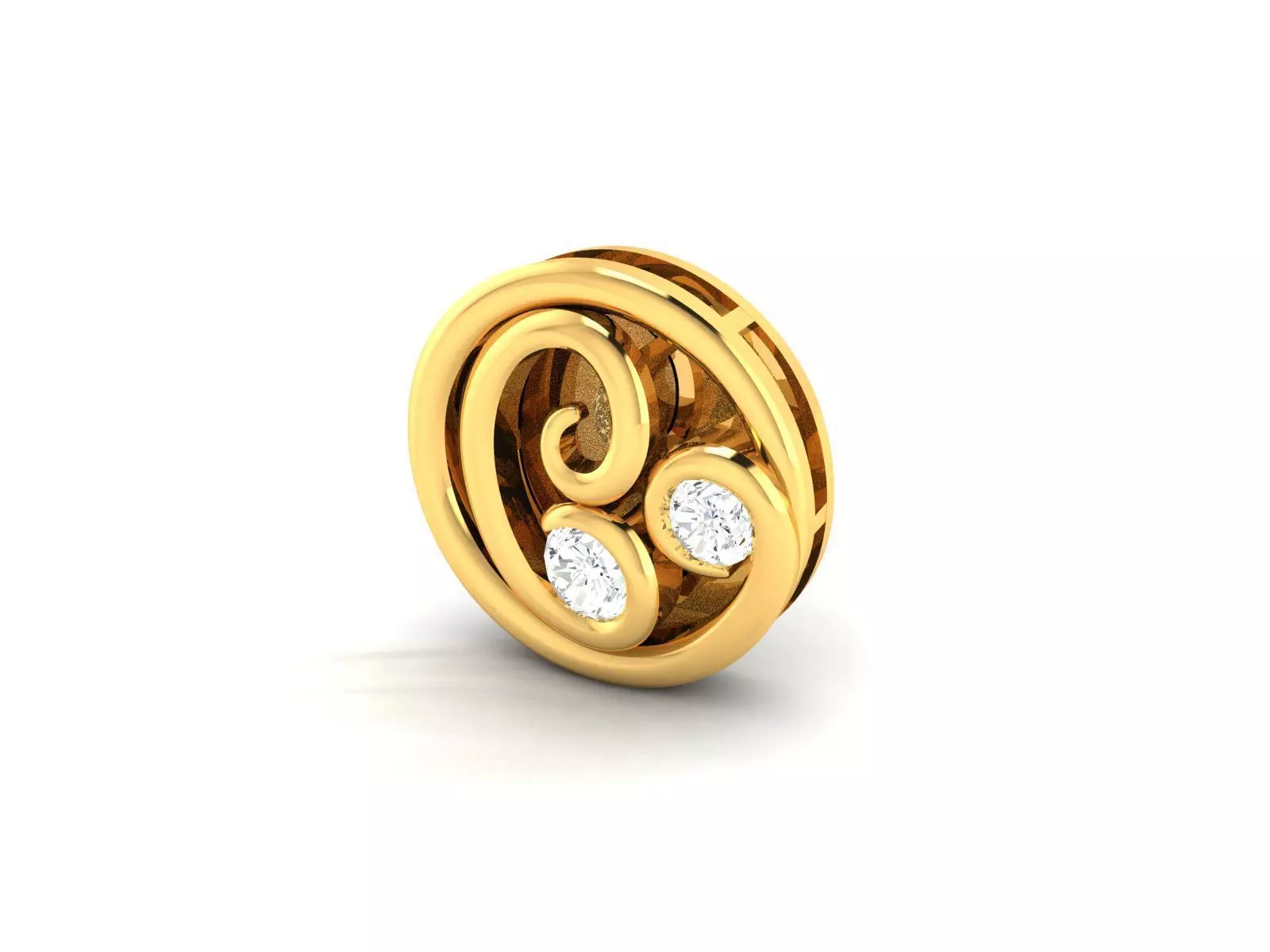 Pendant-249 gold pendant with two diamonds 3D print model_0