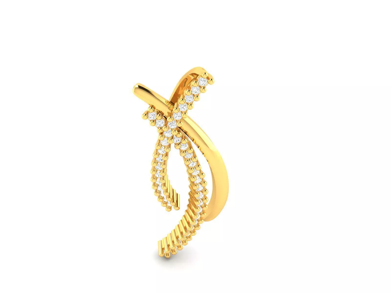 Pendant-246 gold diamond twist earring 3D print model_0