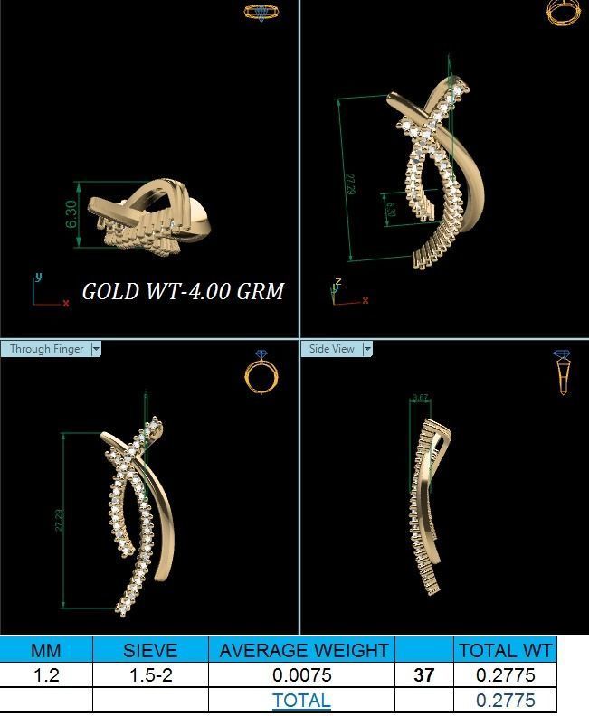 Pendant-246 gold diamond twist earring 3D print model_1