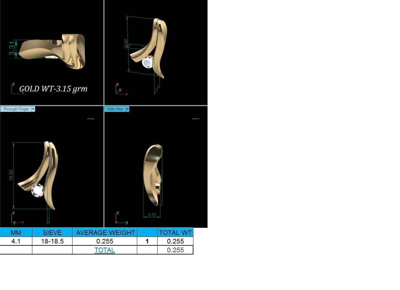 Pendant-215 diamond pendant gold 3D print model_1