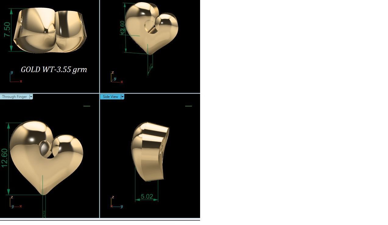 Pendant-206 gold heart 3D print model_1