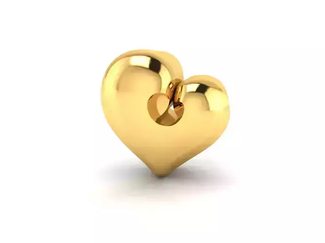 Pendant-206 gold heart 3D print model
