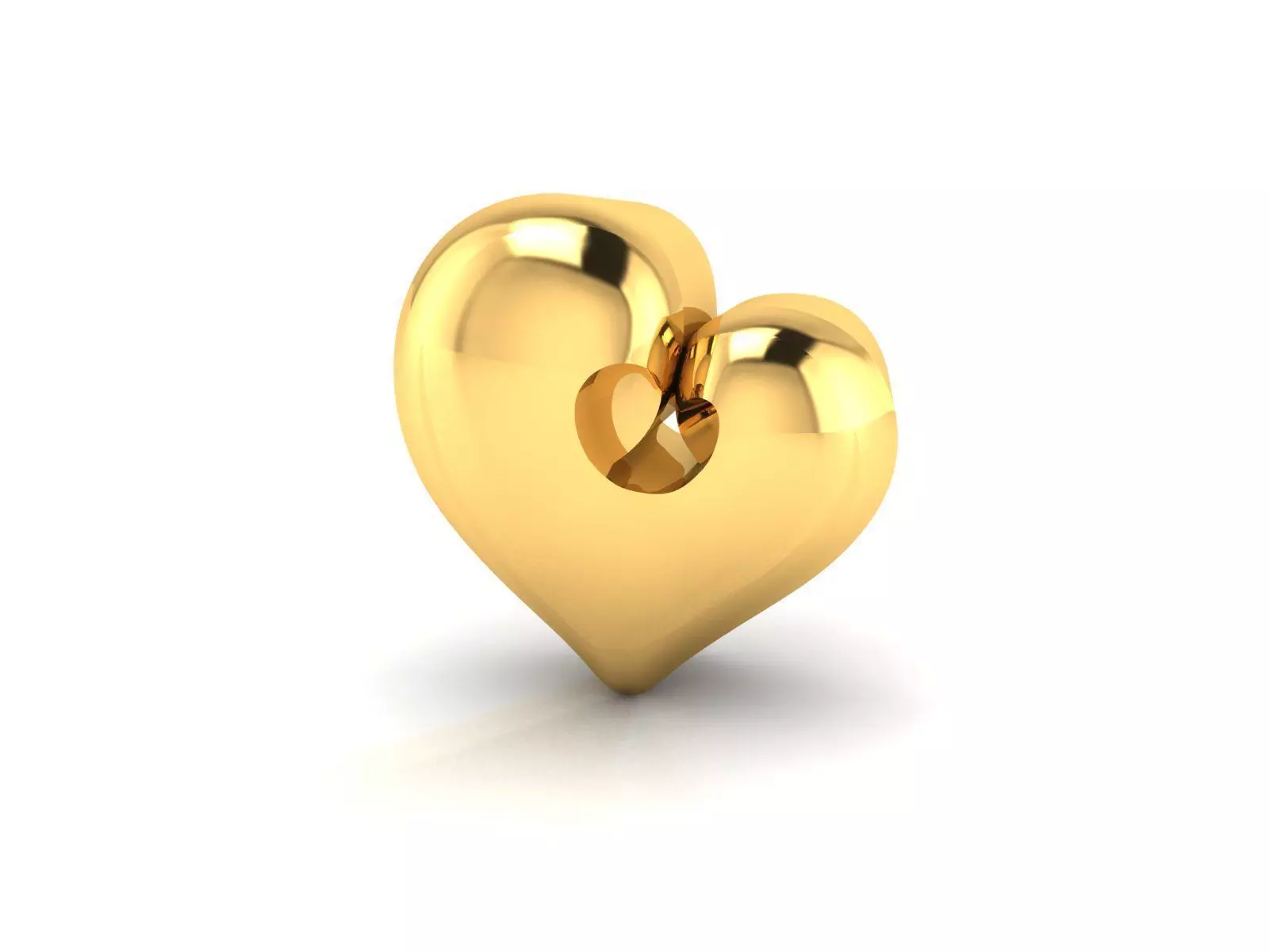 Pendant-206 gold heart 3D print model_0