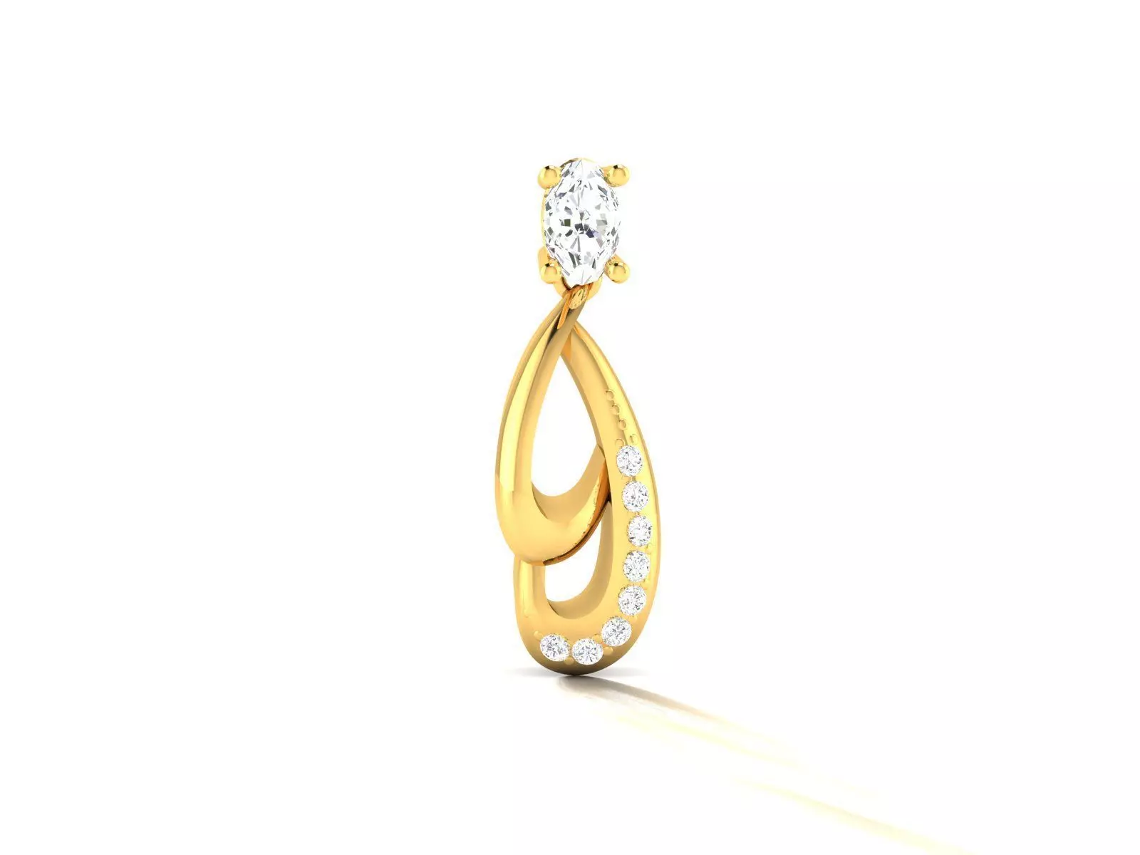 Pendant-192 gold diamond drop earring 3D print model