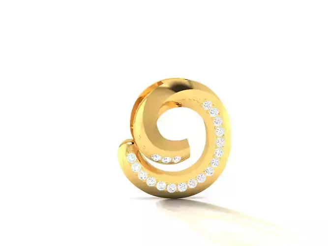 Pendant-189 gold pendant with diamonds in shape of spiral