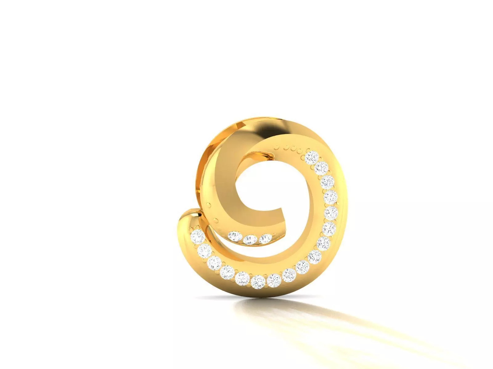 Pendant-189 gold pendant with diamonds in shape of spiral 3D print model_0