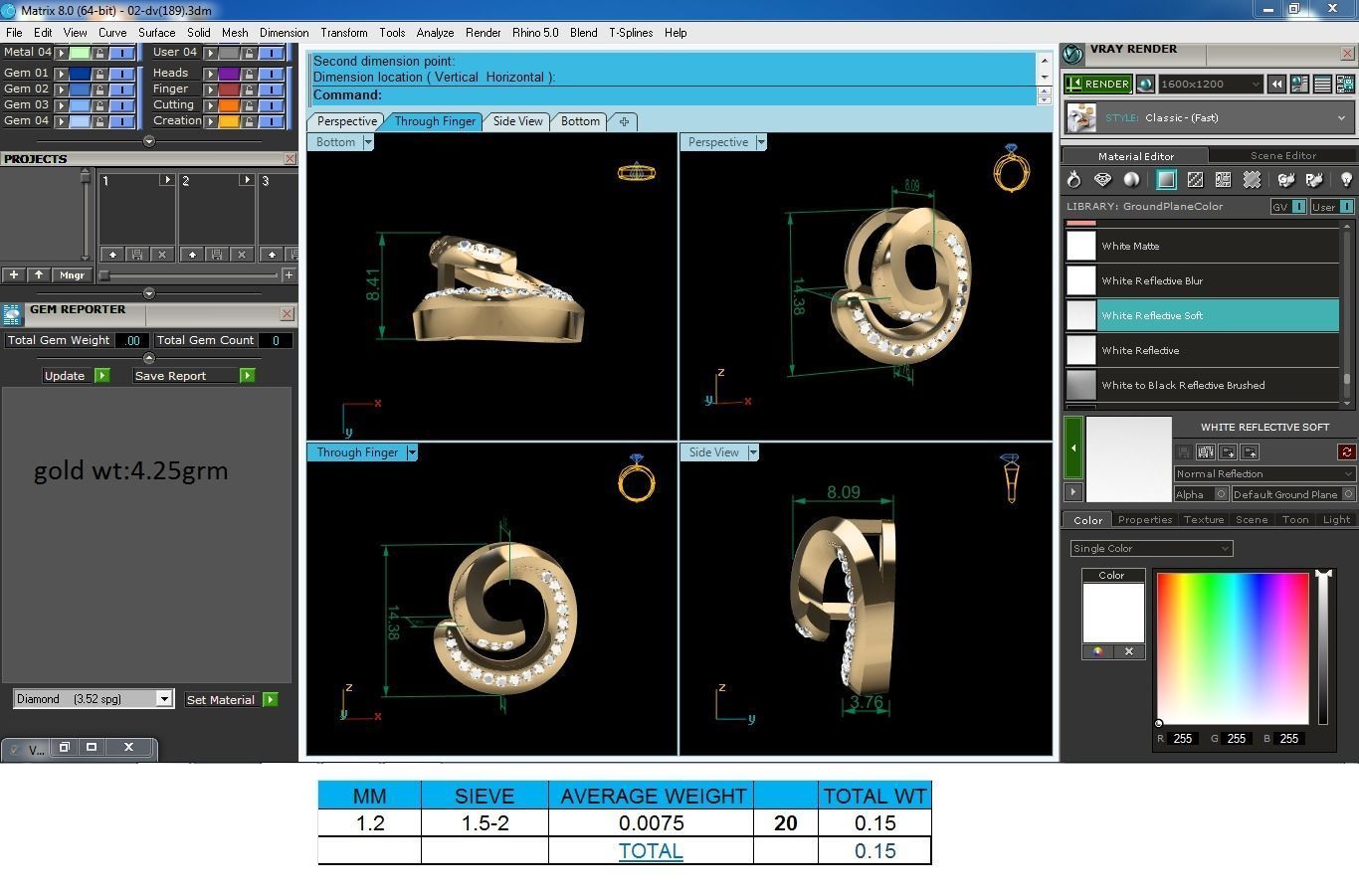 Pendant-189 gold pendant with diamonds in shape of spiral 3D print model_1