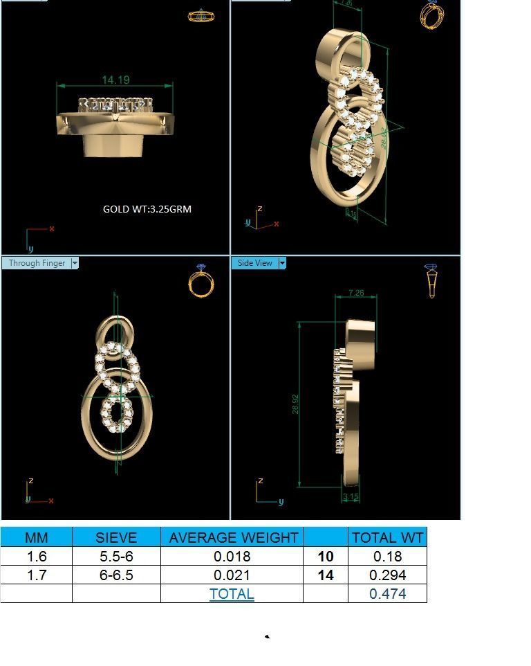 Pendant-171 diamond pendant gold 3D print model_1