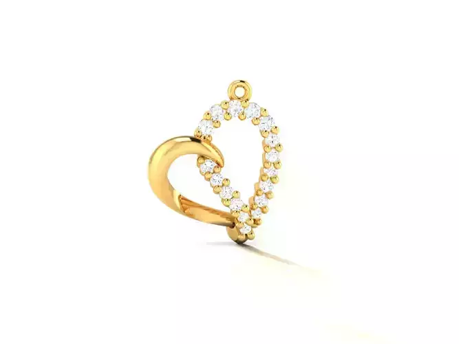 Pendant-162 diamond heart pendant gold 3D print model