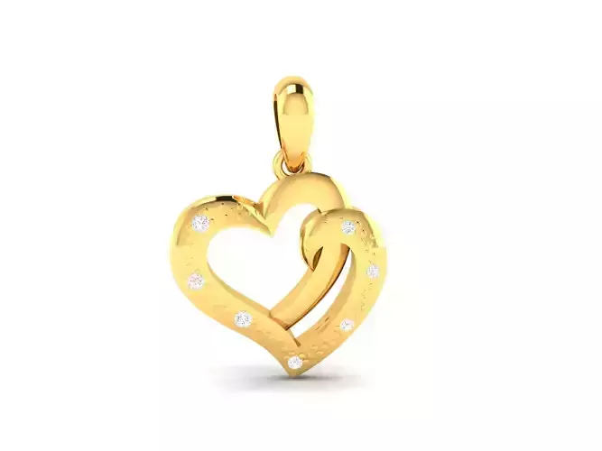 Pendant-156 gold heart pendant with diamonds 3D print model