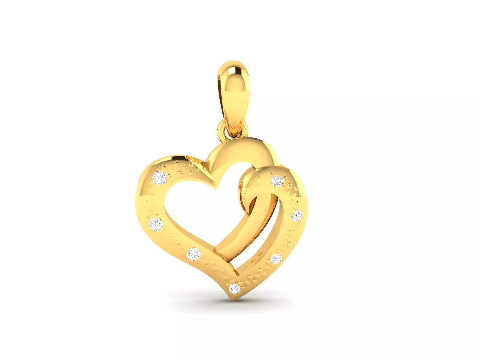 Pendant-156 gold heart pendant with diamonds 3D print model_0