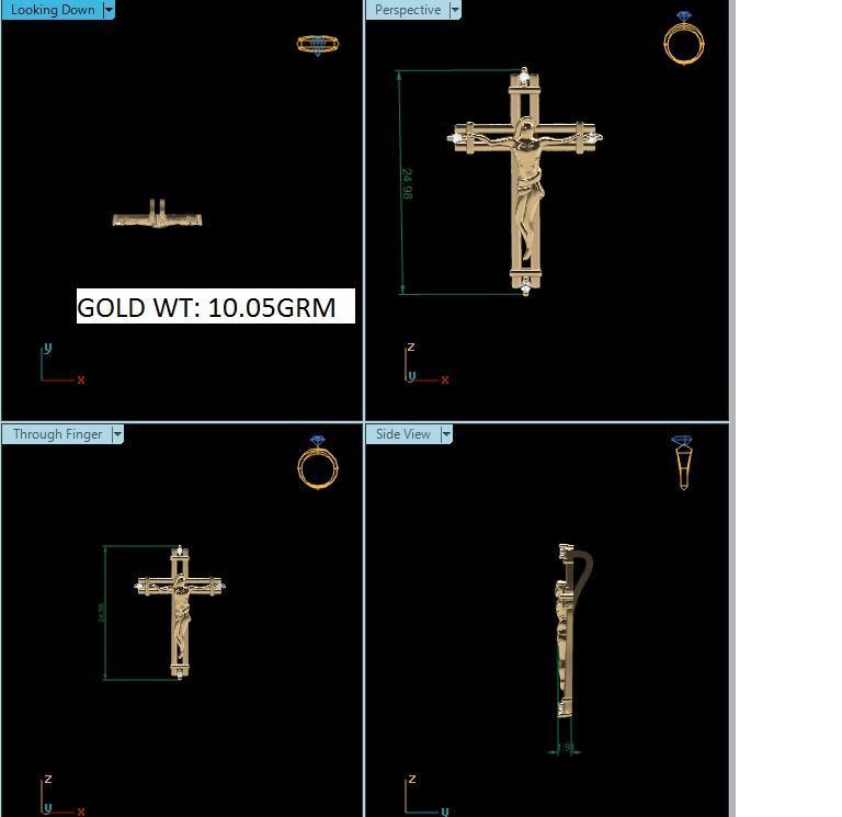 Pendant-152 gold cross pendant 3D print model_1