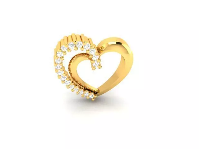 Pendant-151 gold diamond heart shaped pendant 3D print model_0