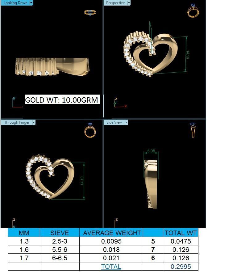 Pendant-151 gold diamond heart shaped pendant 3D print model_1