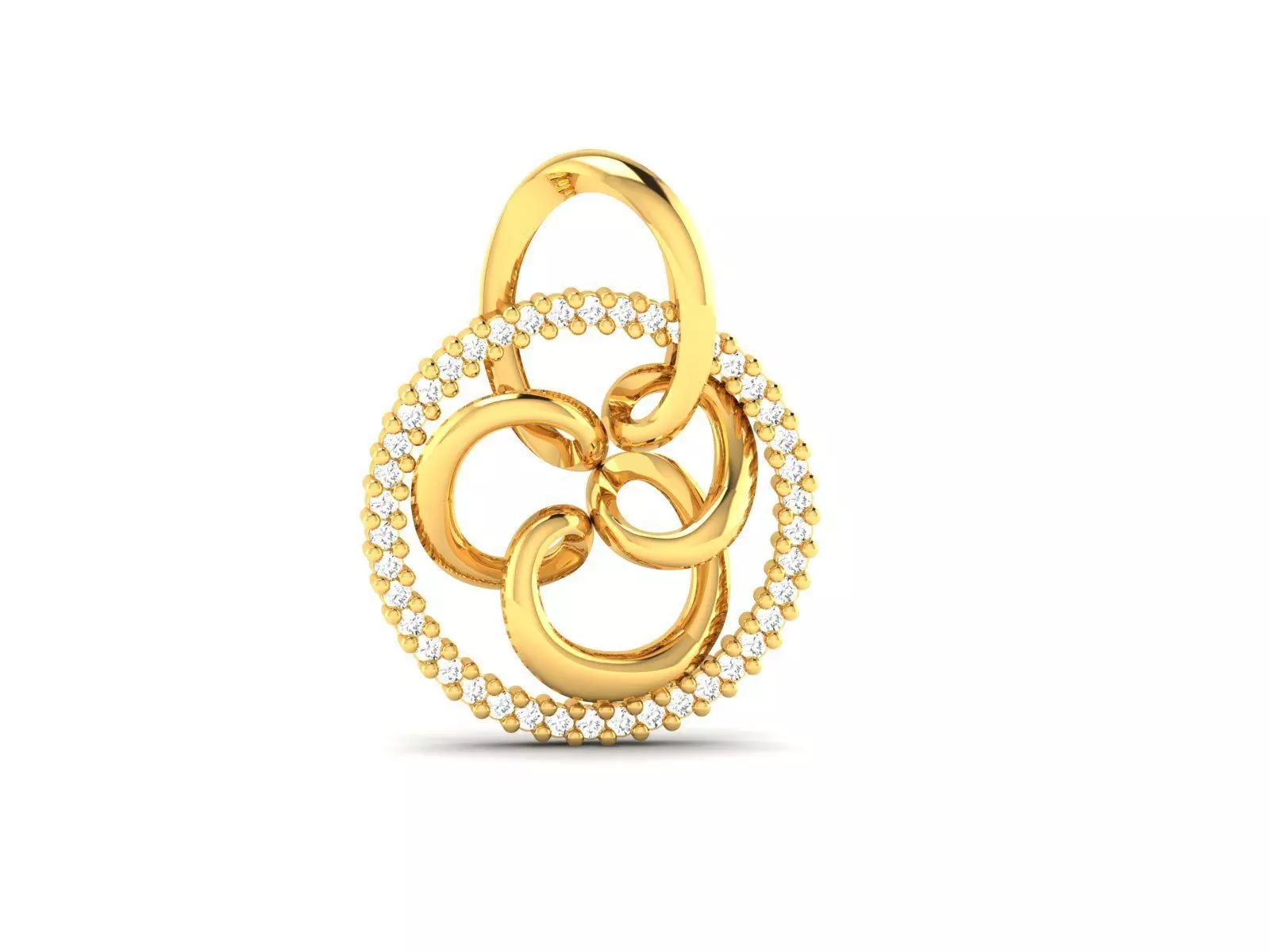 Pendant-1197 gold pendant with diamonds 3D print model_0