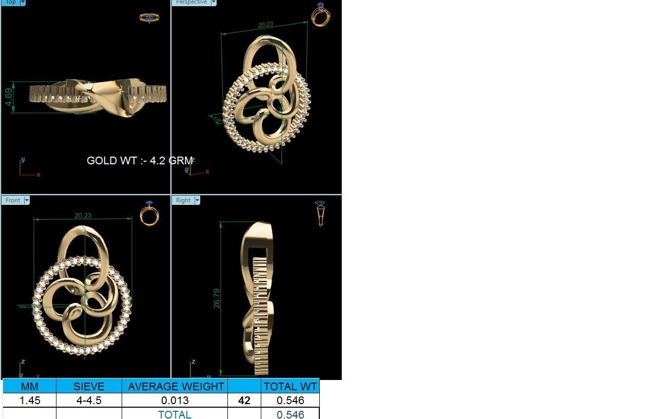 Pendant-1197 gold pendant with diamonds 3D print model_1