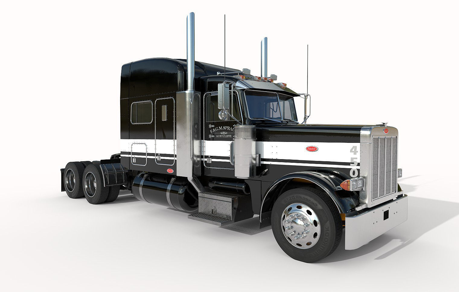 Detailed Peterbilt 379 with interior  3D model_6