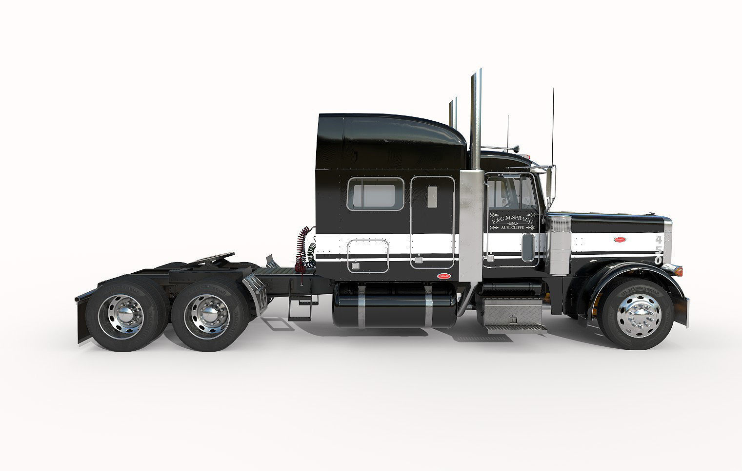 Detailed Peterbilt 379 with interior  3D model_7