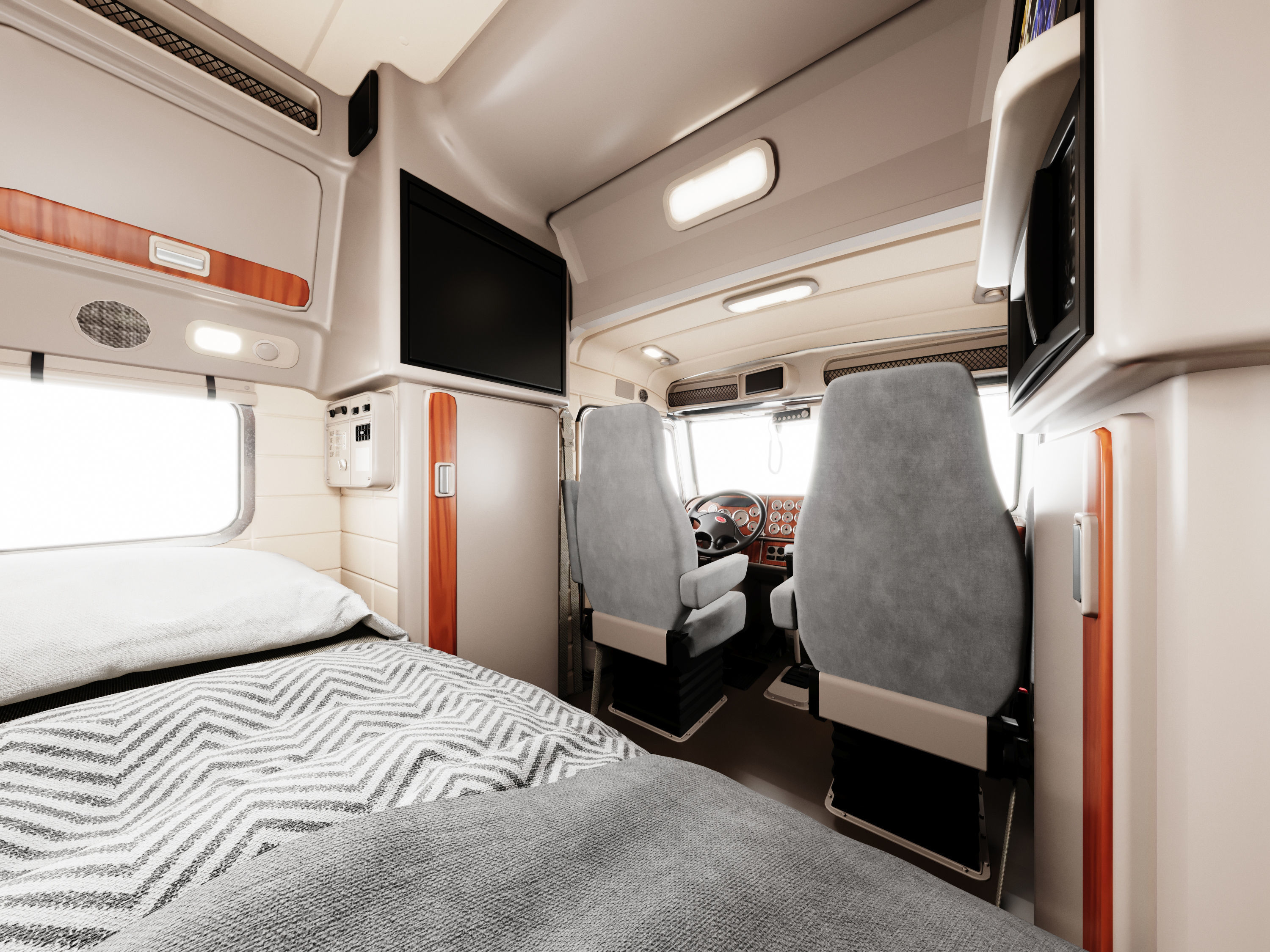 Detailed Peterbilt 379 with interior  3D model_11