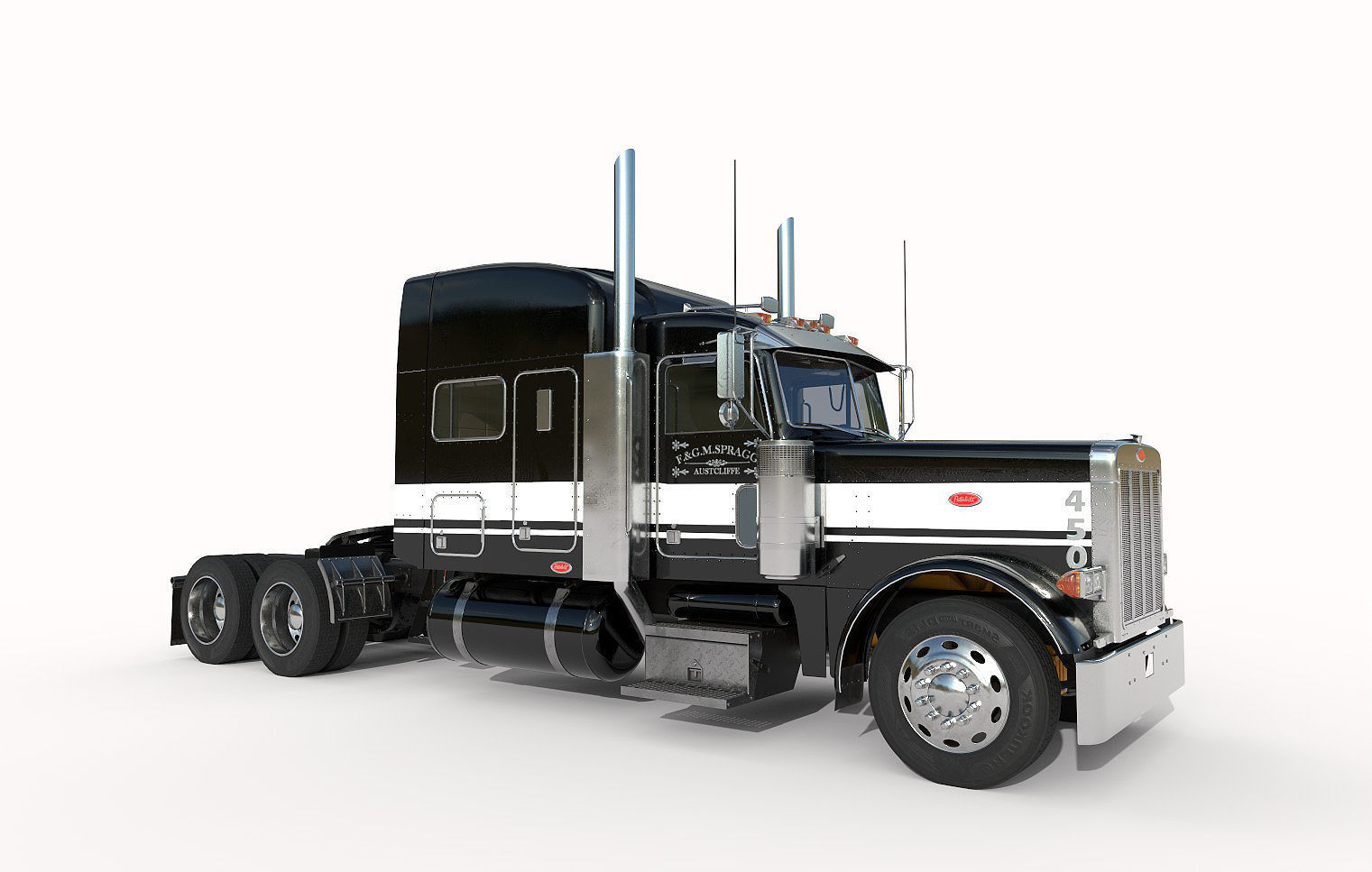 Detailed Peterbilt 379 with interior  3D model_33