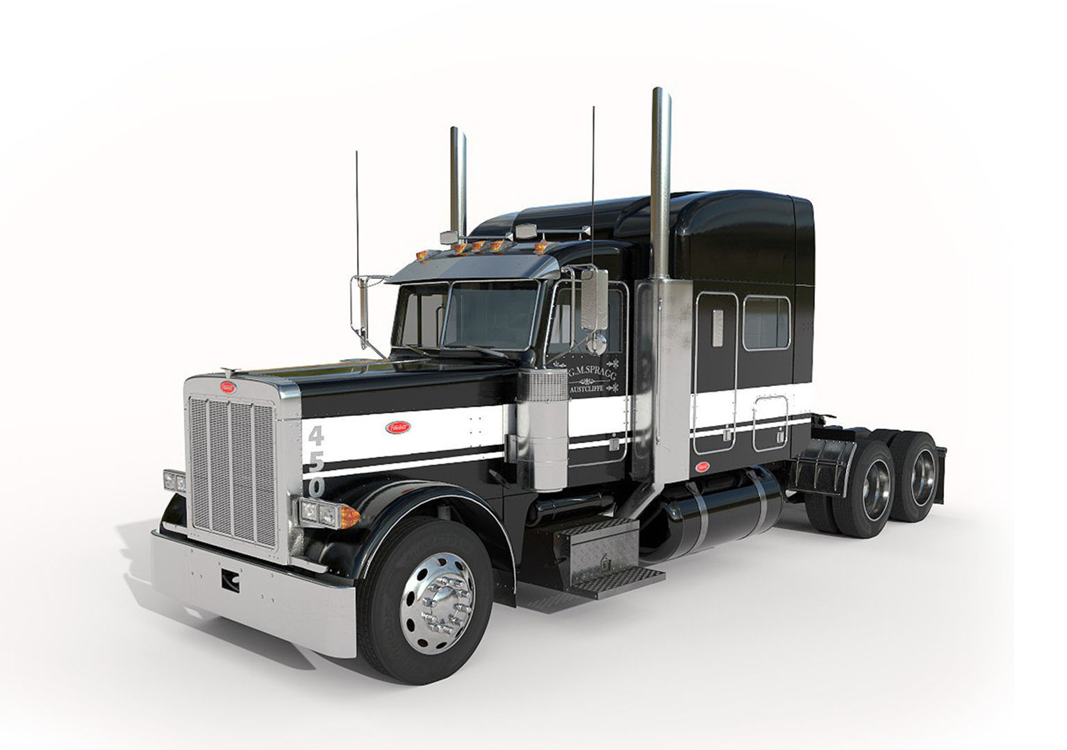 Detailed Peterbilt 379 with interior  3D model_5