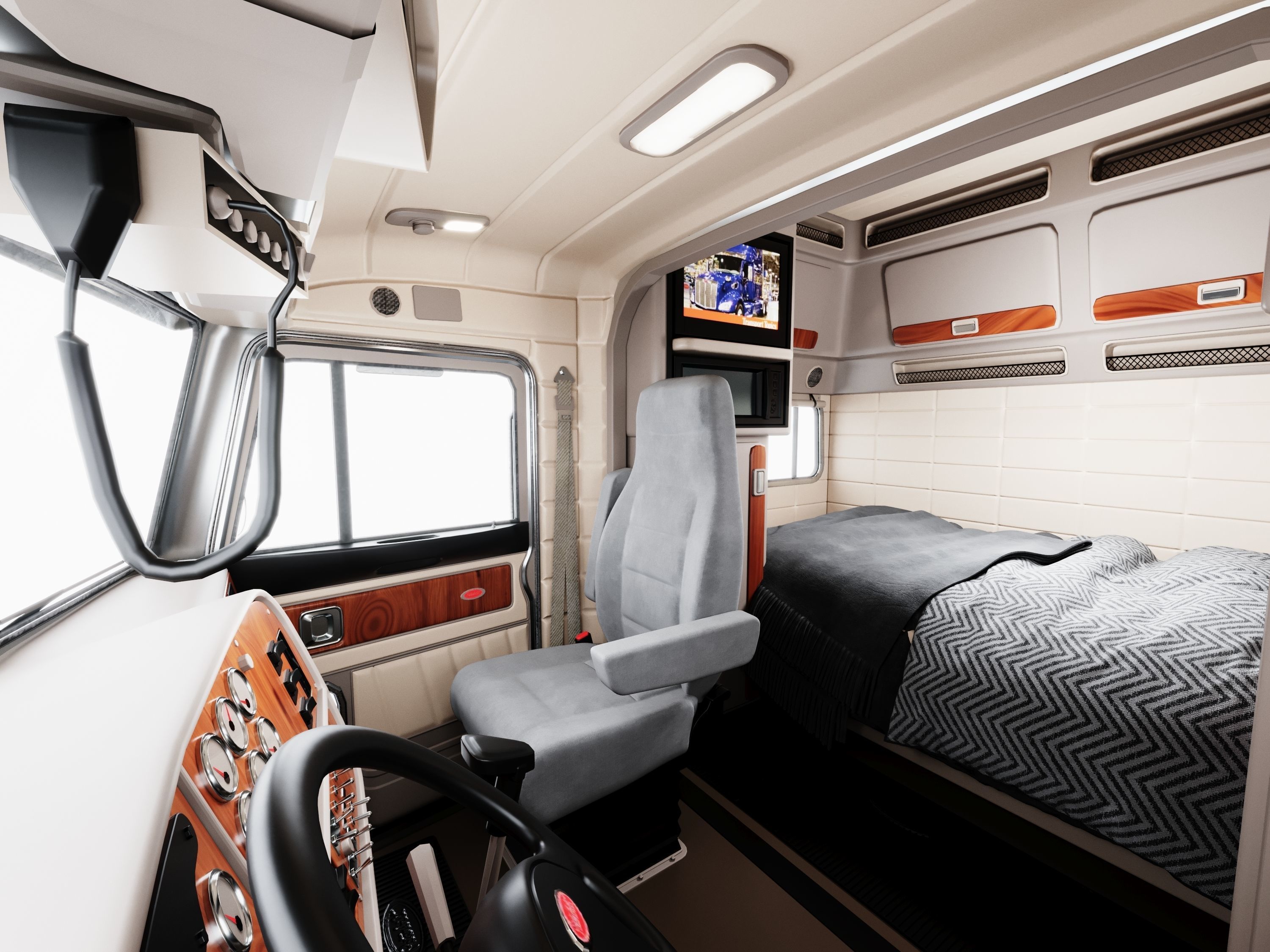 Detailed Peterbilt 379 with interior  3D model_9
