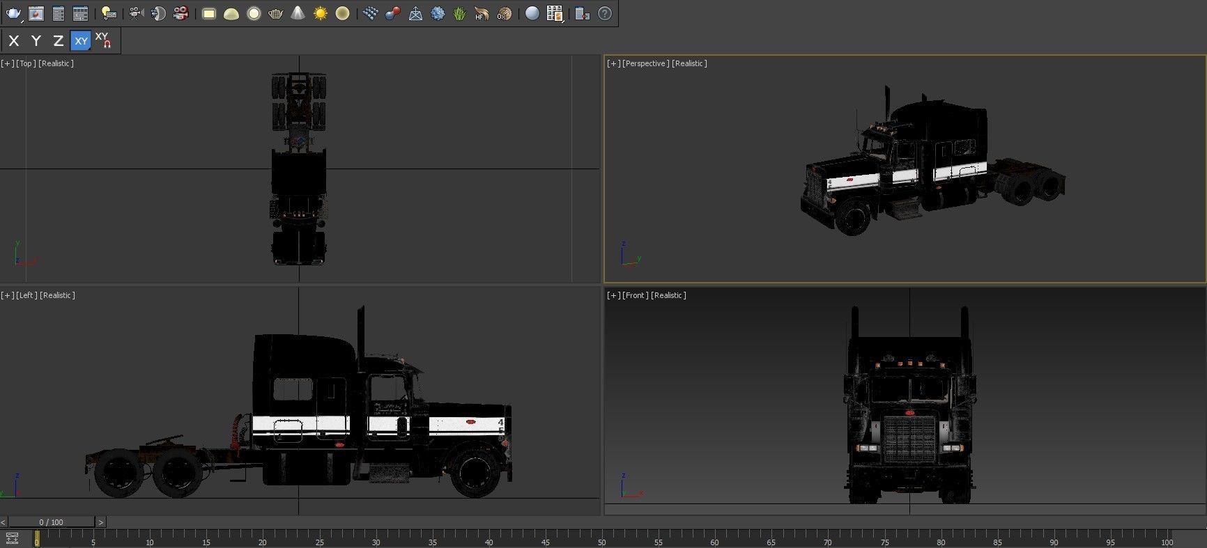 Detailed Peterbilt 379 with interior  3D model_21