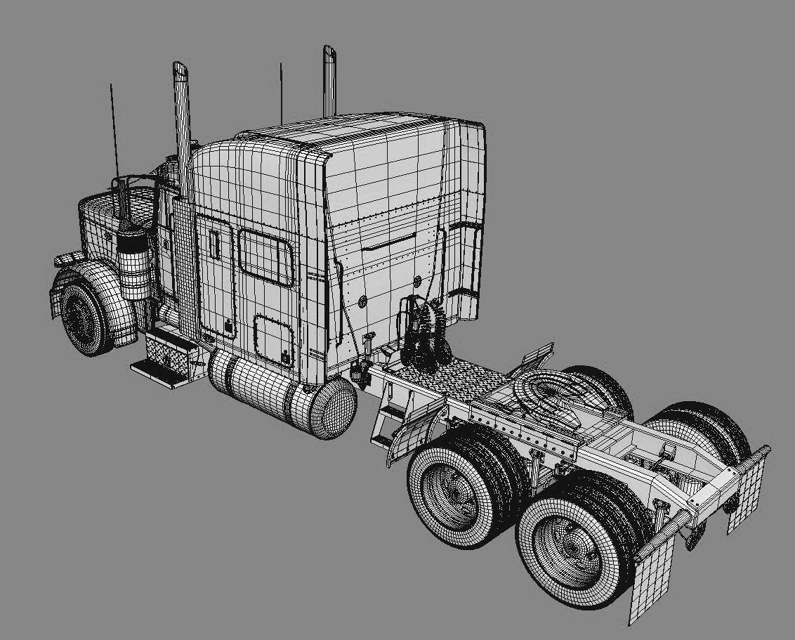 Detailed Peterbilt 379 with interior  3D model_17