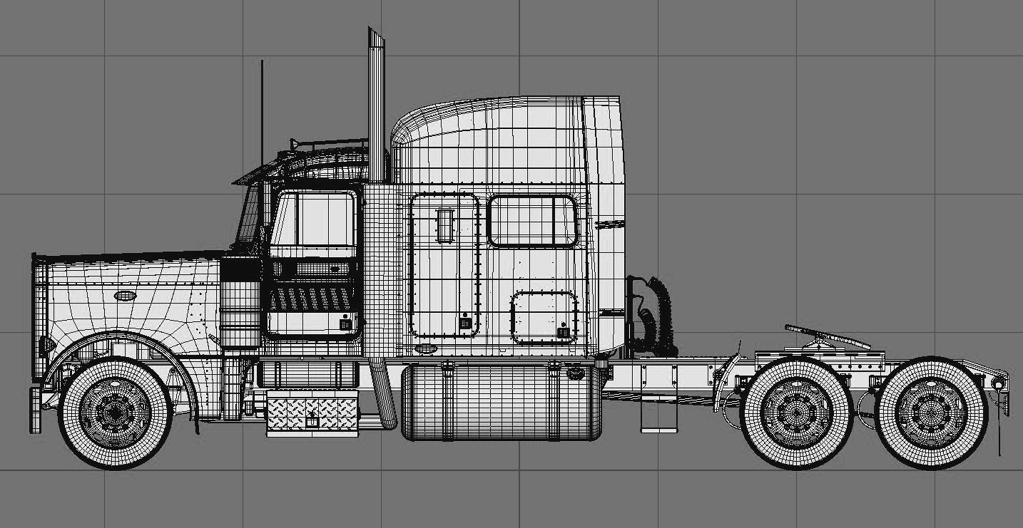 Detailed Peterbilt 379 with interior  3D model_8