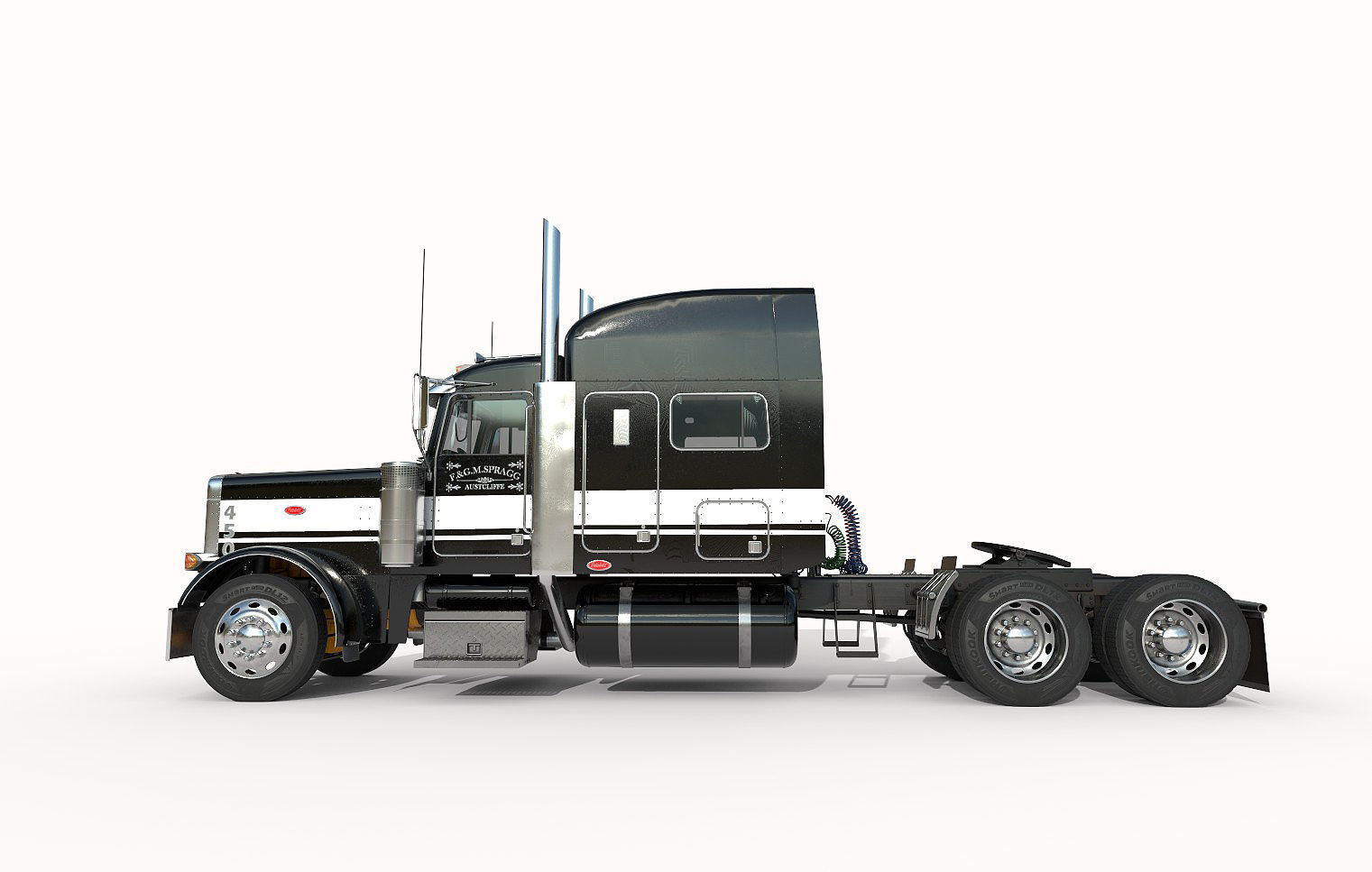 Detailed Peterbilt 379 with interior  3D model_2