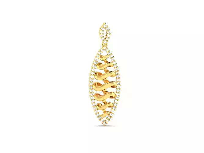 Pendant-1195 gold leaf pendant with diamonds