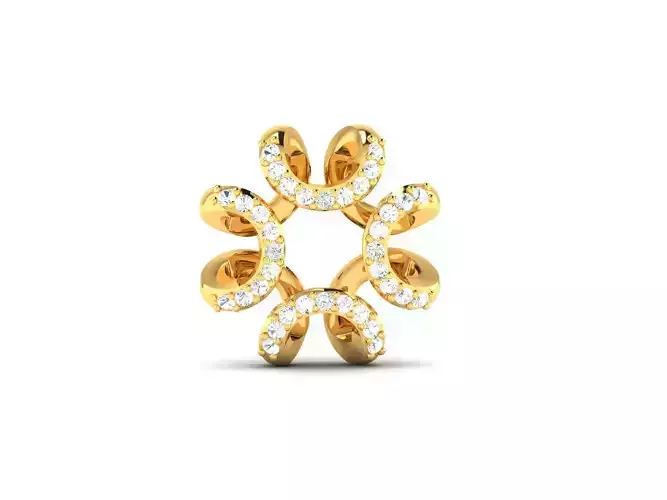 Pendant-1193 gold flower shaped pendant with diamonds