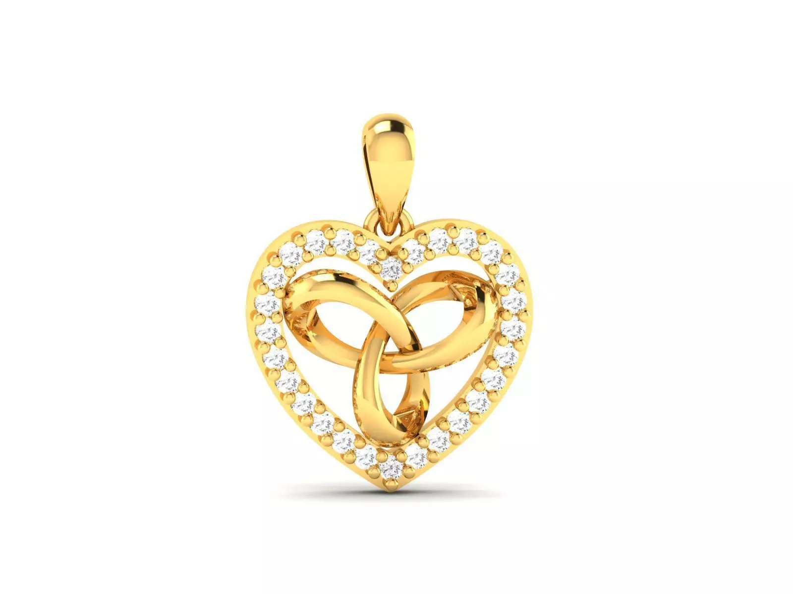 Pendant-1187 gold heart pendant with diamonds 3D print model_0