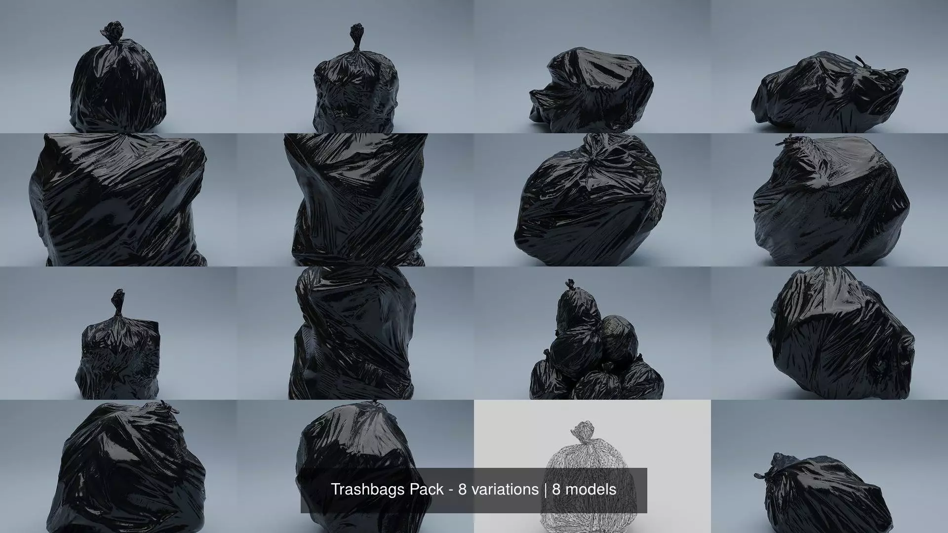Trashbags Pack - 8 variations 3D Model Collection_1