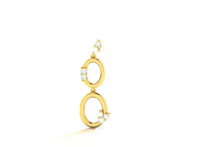 Pendant-1171 earring with two circles and diamonds