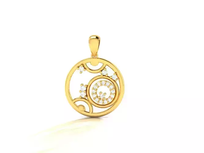 Pendant-1164 circular pendant gold with diamonds